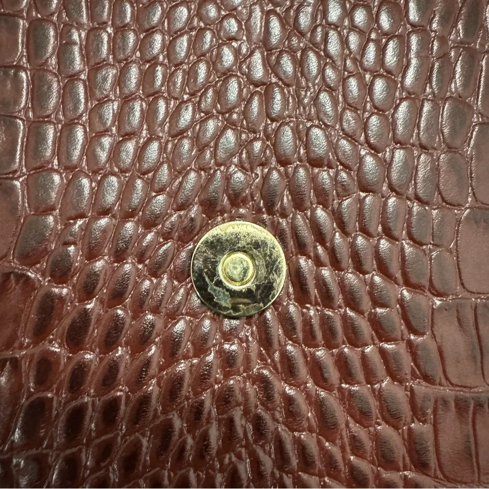 Vegan Crocodile Embossed Top Handle Handbag, Dark Chestnut, Nordstrom Collection - Picture 8 of 8